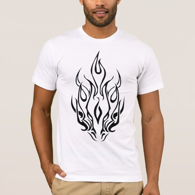 Dark Tribal Flame Mask – Abstract Fire Art Design T Shirt (Framsida)