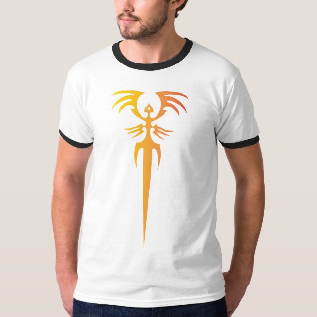 Dark Tribal Phoenix Emblem – Mythic Symbol T Shirt (Framsida)