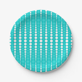 Dark Turquoise and White Polka Dots Paper Plate