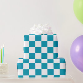 Dark turquoise checkered  presentpapper