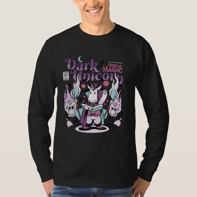 Dark Undead Black Magic Funny Goth Unicorn T Shirt (Framsida)