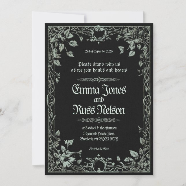 Dark Viking Norse Wedding Invitation Inbjudningar (Framsida)