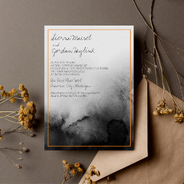 Dark Watercolor Black Halloween Orange Wedding Inbjudningar