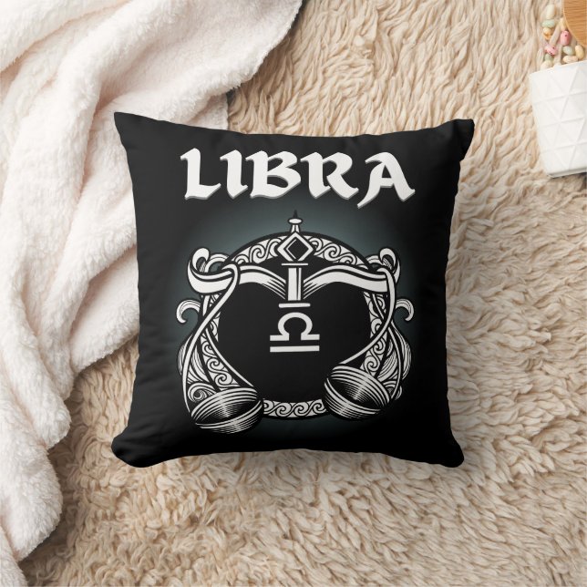 Dark Zodiac - Libra | Medieval Astrology Art Kudde (Filt)