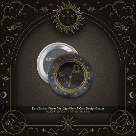 Dark Zodiac: Pisces Birth Sign Black & Gold Design Knapp