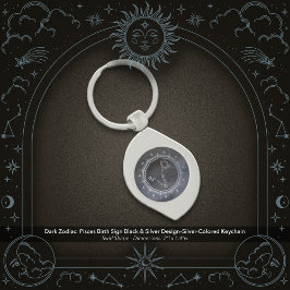 Dark Zodiac: Pisces Birth Sign Black & Silver Swirl Silverfärgad Nyckelring
