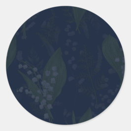 Darkest Blue Lily Lily med Grönt Runt Klistermärke
