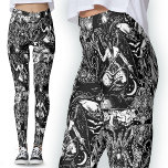Darkest Satanic White Black Djävulen Baphomet Goth Leggings<br><div class="desc">Gothic Djävulen Leggings | Gothic Apparel. Bärk mörken på mina Darkest Satanic White i Black Baphomet Gothic Djävulen Leggings. Dessa svarta och vita baljor har en häxbod mönster med Baphomet, fladdermus, katter, ravens, måne, stjärnor, cupider, hjärtan och spindlar. Perfekt för dem som dras till den magiska, häxinspirerade designen, dessa lagar...</div>
