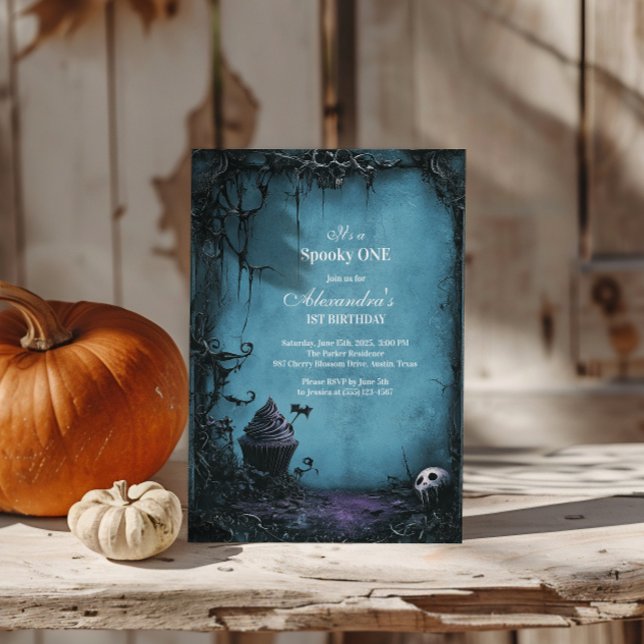 Darkly Elegant Spooky One Birthday Inbjudningar (Skapare uppladdad)