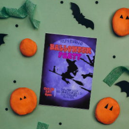 Darknight Halloween fest med söt katt med indrag Inbjudningar