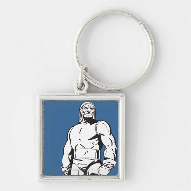 Darkseid kontur fyrkantig silverfärgad nyckelring (Framsidan)