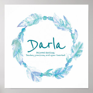 Darla fjäther pärlor wandeme namn aqua poster
