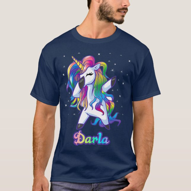 DARLA Namn Personlig Anpassningsbar Rainbow Unicor T Shirt (Framsida)