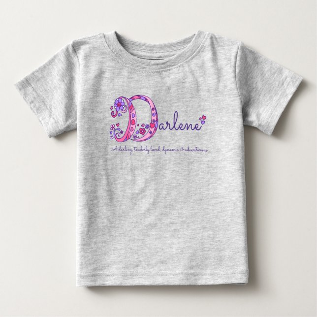 Darlene Flickor namn och D monogramskjorta Tee (Framsida)