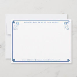 Darling Blue and White China Stafford dshire Hunda Anteckningskort