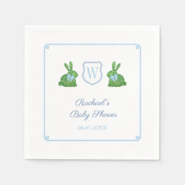 Darling Bunny Monogram Boy Shower Brunch Pappersservett