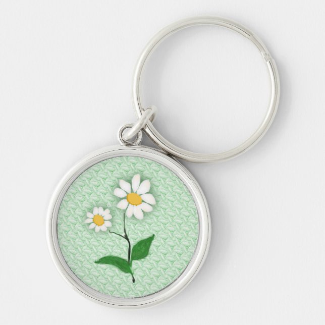 Darling Daisie Keychain Rund Silverfärgad Nyckelring (Framsidan)