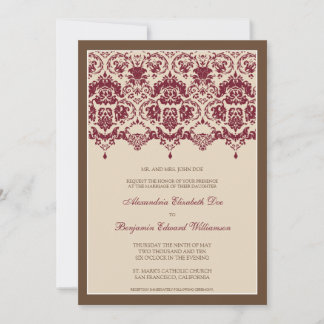 Darling Damask Snöre 5x7 Bröllopsinbjudan: bärgnin Inbjudningar