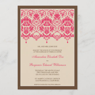 Darling Damask Snöre 5x7 Bröllopsinbjudan:rosa Inbjudningar
