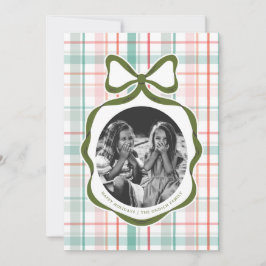 Darling Gingham Bow Photo jul Card Julkort