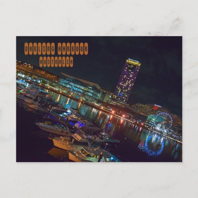 Darling Harbor på natten Vykort (Framsida)