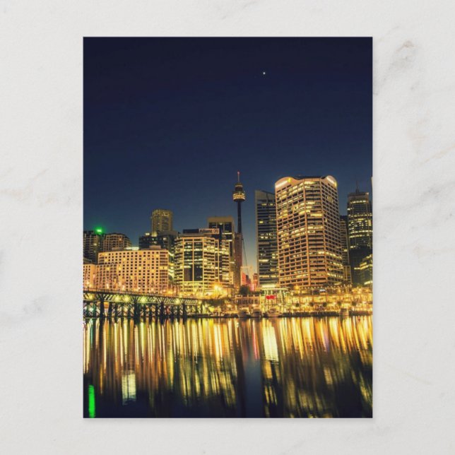 Darling Harbor Sydney Australia City Skyline Vykort (Framsida)