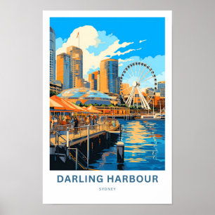 Darling Harbor Sydney Travel Skriv ut Poster