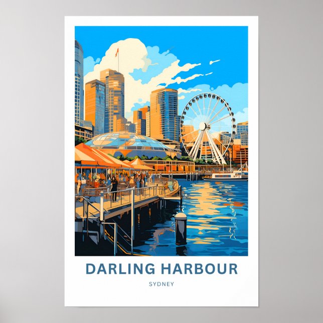 Darling Harbor Sydney Travel Skriv ut Poster (Framsidan)