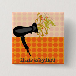 Darling Retro Hair Stylist Salon Vintage Mönster Knapp