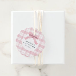 Darling Rosa Watercolor Play och Bow Baby Shower Gåvor Etiketter
