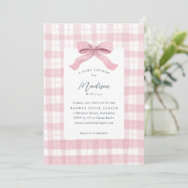 Darling Rosa Watercolor Play och Bow Baby Shower Inbjudningar