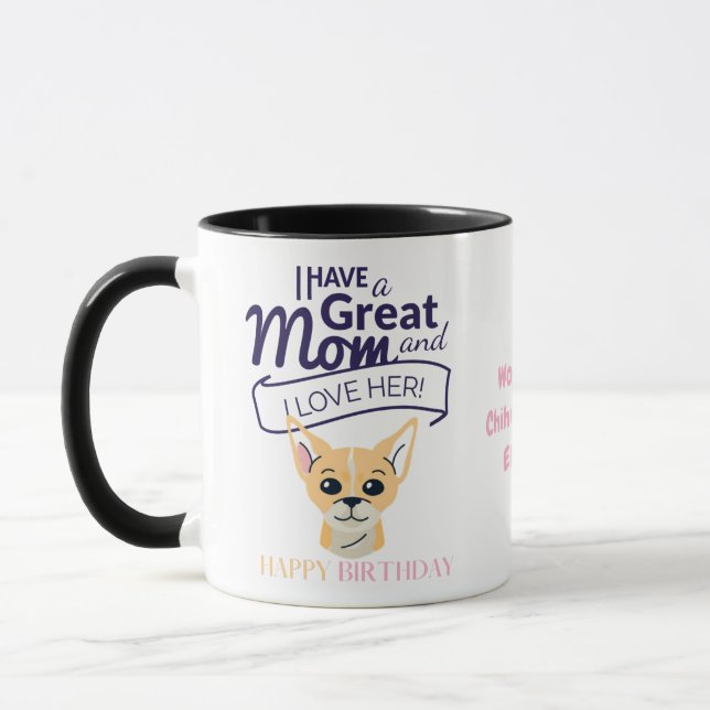 Darling Shorthaged honey Chihuahua MAMMA Birthday Mugg (Vänster)