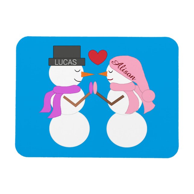 Darling Snowpeople i Kärlek: Blue-grönt Magnet (Horisontell)