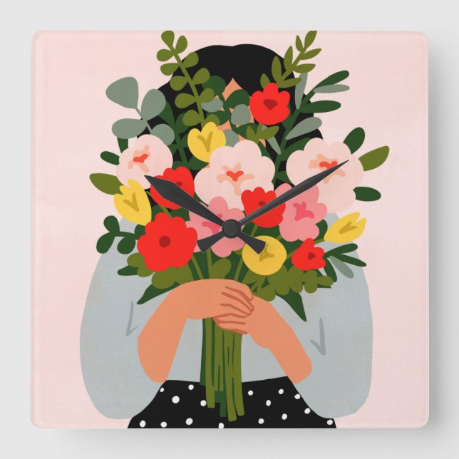 Darling Valentine II Fyrkantig Klocka (Framsida)