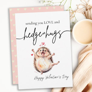 Darling Watercolor Hedgehog Pun Valentine Day Julkort