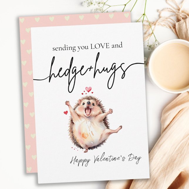 Darling Watercolor Hedgehog Pun Valentine Day Julkort (Darling Watercolor Hedgehog Pun Valentine's Day Holiday Card)