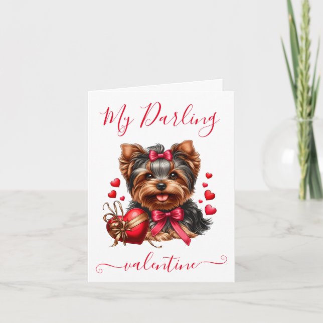 Darling Yorkie Valentine Helgkort (Framsida)