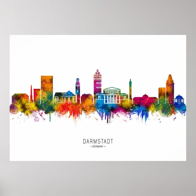 Darmstadt Tyskland Skyline Poster (Framsidan)
