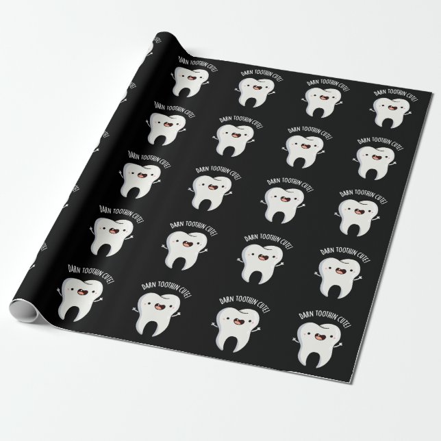 Darn Tooth-in Cute Funny Tooth Pun Mörk BG Presentpapper (Utrullad)