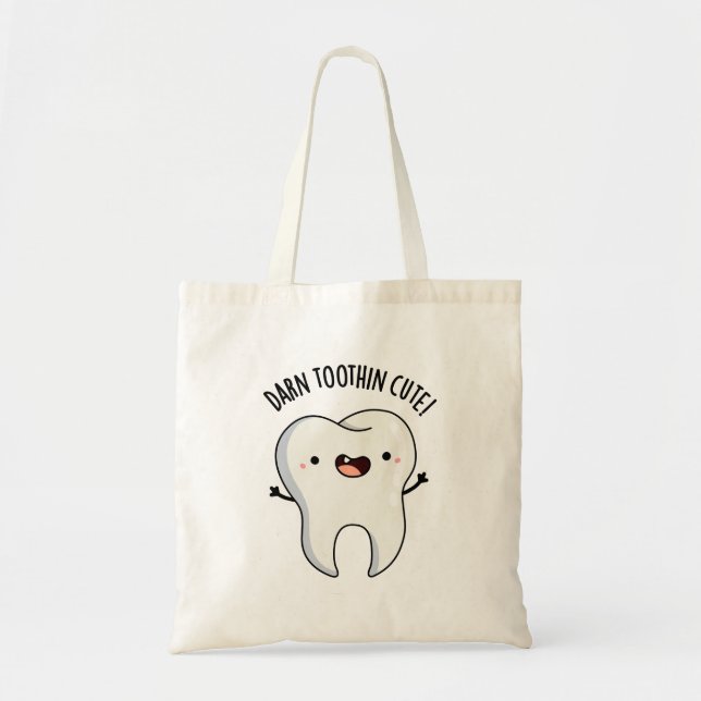 Darn Tooth-in Cute Funny Tooth Pun Tygkasse (Framsidan)