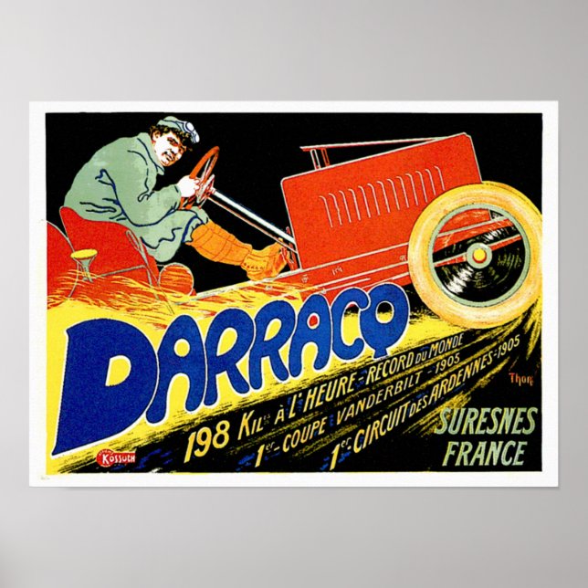 Darracq ~ Vintage Fransk Motor Car Ad Poster (Framsidan)