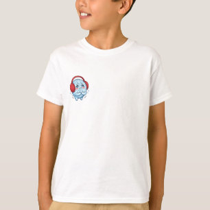 Darrande blå snöflinga som bär röda öronmuffar bar t shirt