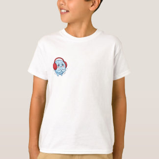 Darrande blå snöflinga som bär röda öronmuffar bar t shirt