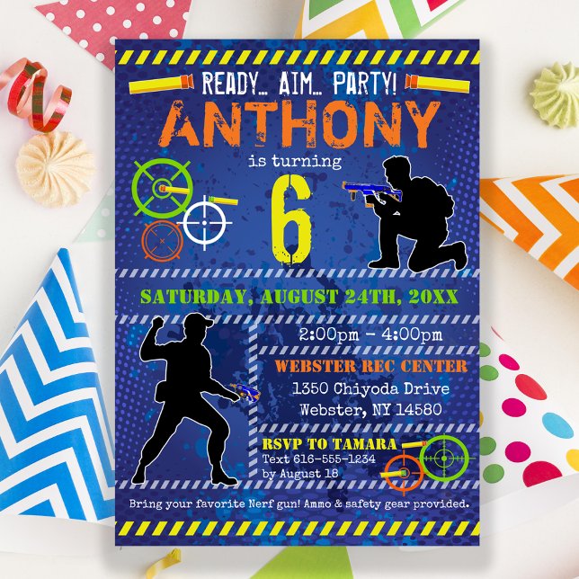 Dart Blaster Boys Party födelsedag Inbjudningar (Skapare uppladdad)