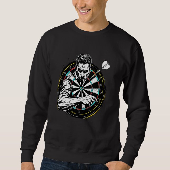 Dart Design Dart Spelar Outfit Dart Turnering Tri Lång Ärmad Tröja (Framsida)