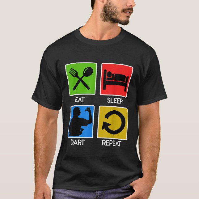 Dart - EAT SLEEP DART REPEAT T Shirt (Framsida)