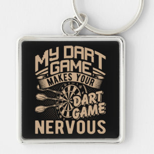Dart Game Flex Premium Fyrkantig Silverfärgad Nyckelring
