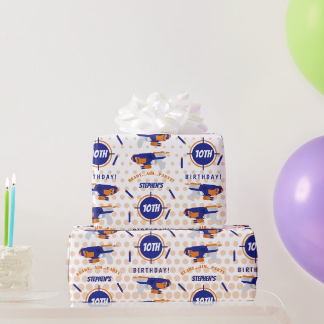 Dart Gun Battle Krig Boys Birthday Boy Namn Age Presentpapper (Festgåvor)