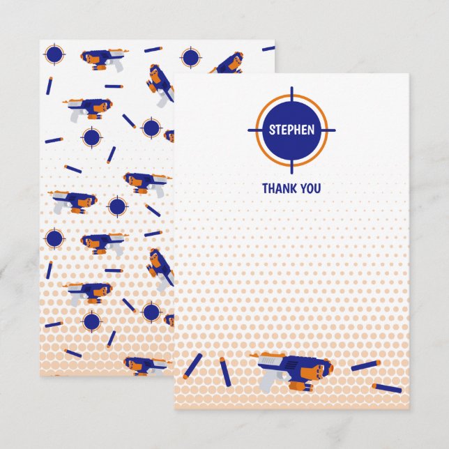 Dart Gun Battle Krig Boys Target Mönster Kids Tack Kort (Fram/baksida)