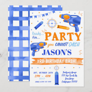 Dart Gun Birthday-inbjudningar Inbjudningar